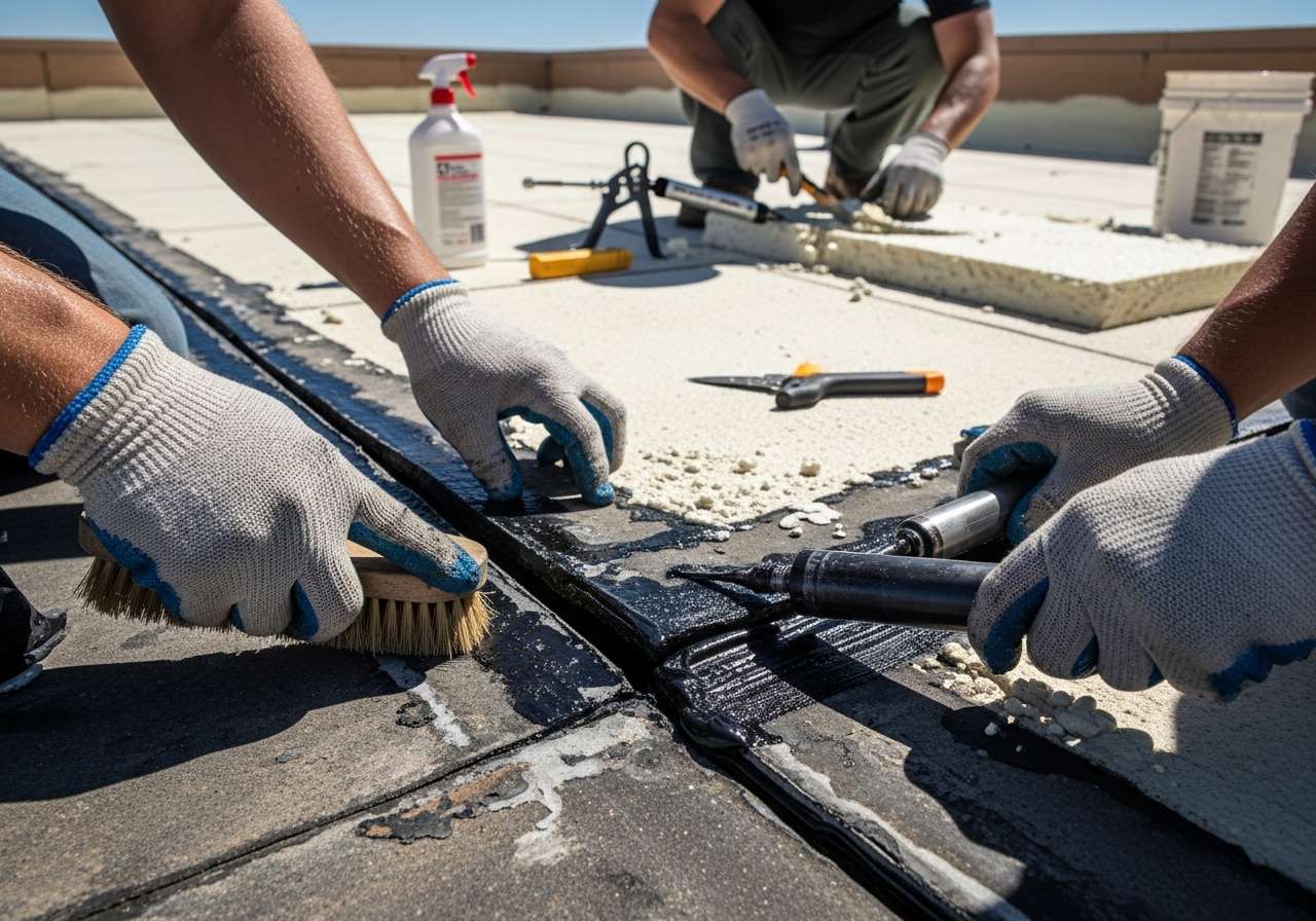Commercial flat roof installation
