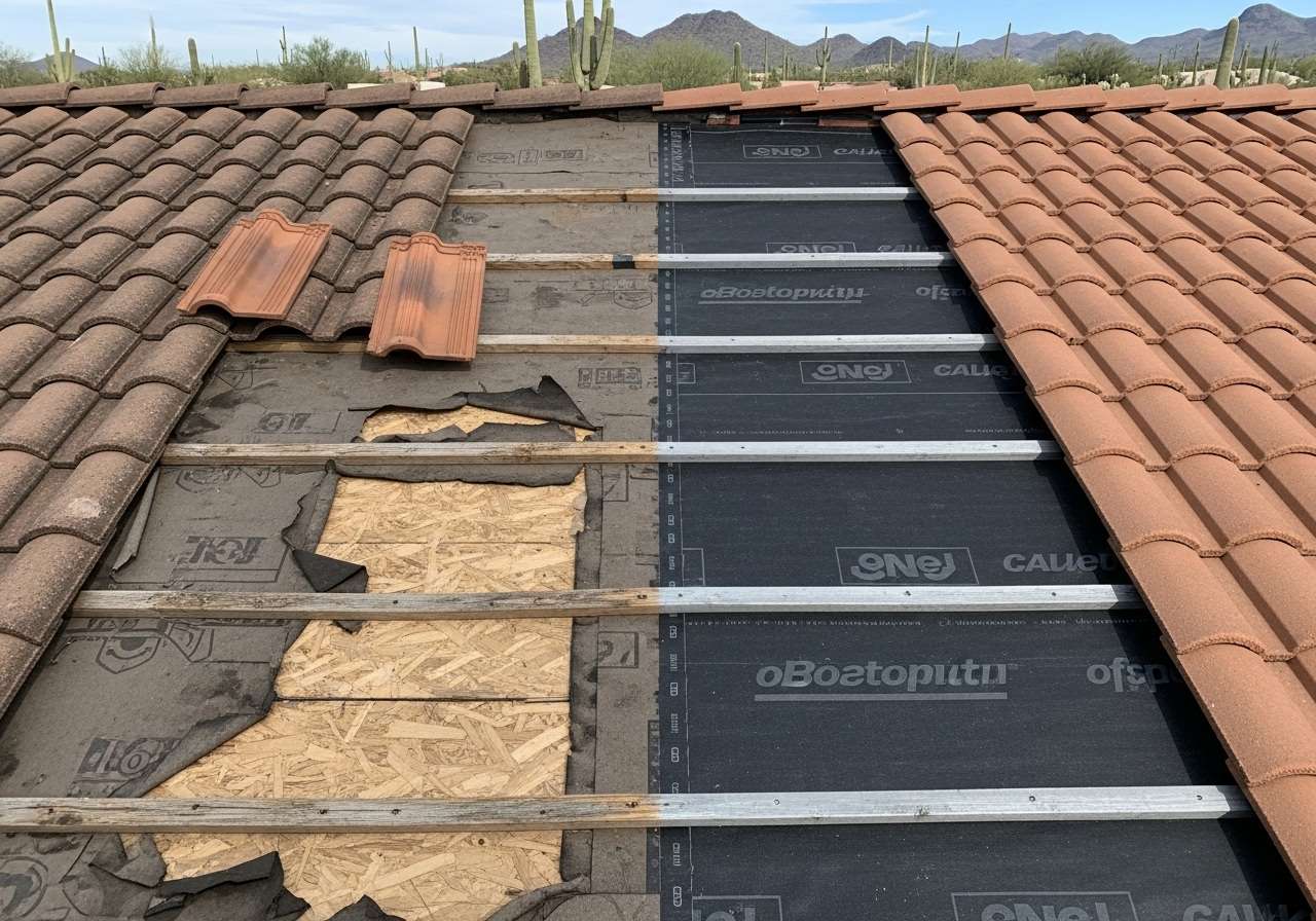 Tile roof lift and relay in Oro Valley